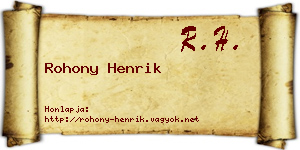 Rohony Henrik névjegykártya